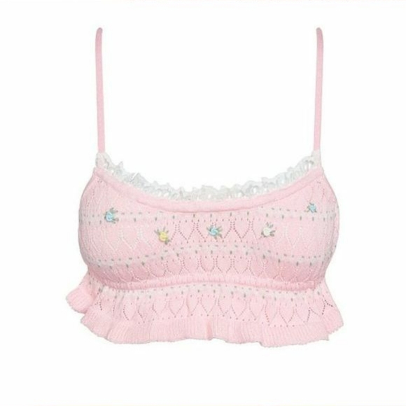 NEW 2 PIECE FOR LOVE & LEMONS PINK CHARLESTON CAMI & SHORTS SET - Picture 5 of 6